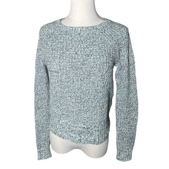 American Eagle XS Knit Sweater Fall Green Knitted Crop Tops Shirt Cottagecore AE - Picture 9 of 11